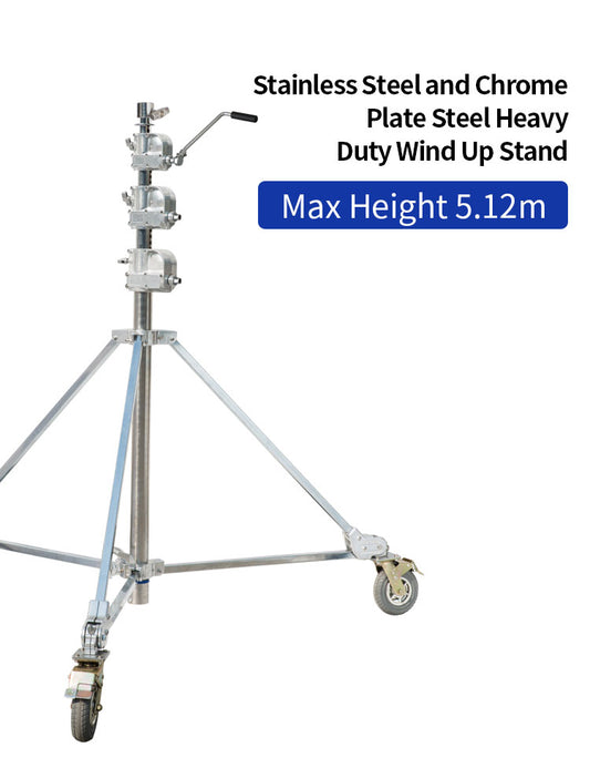 Dearkol MFE-5800 , 4940mm Wind Up Stand with Wheel,4 Sections,Silver