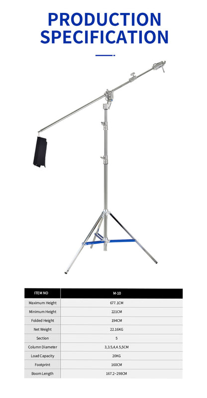 Dearkol M-10 5500mm Boom Stand with Sand Bag, One Leveling Leg