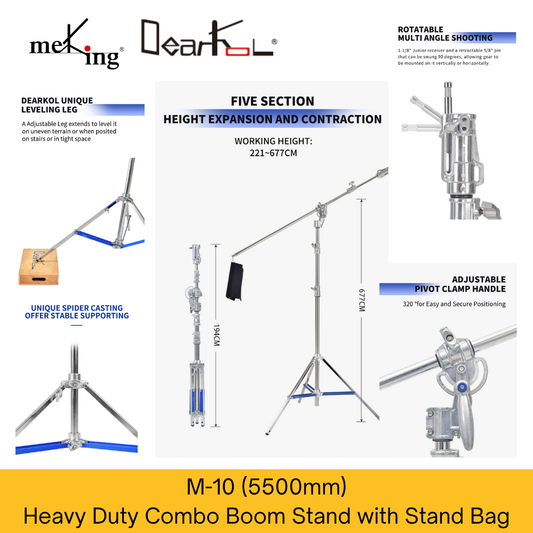 Dearkol M-10 , 5500mm Heavy Duty Combo Boom Stand with Sand Bag