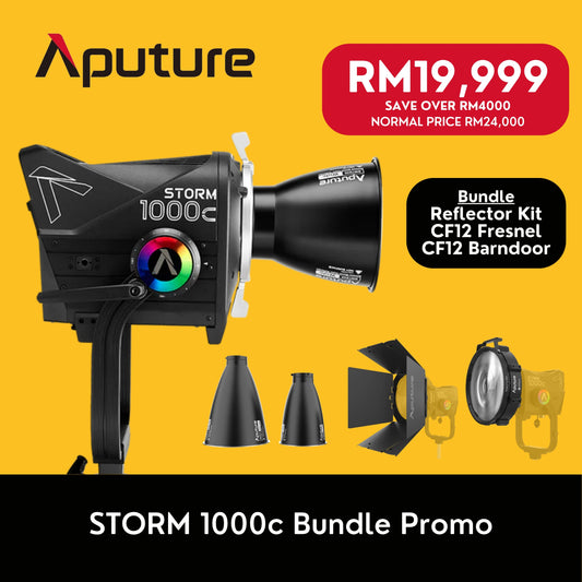 [Bundle Promo] STORM 1000c with Reflector Kit, CF12 Fresnel and CF12 Barndoor