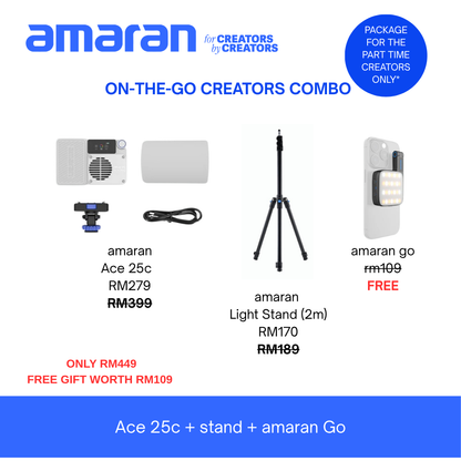 [PRE-ORDER] Combo amaran Ace 25c + amaran Go + light stand