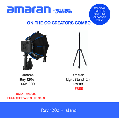 [PRE-ORDER] Combo amaran Ray 120c + light stand