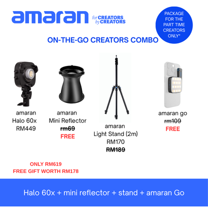 [PRE-ORDER] Combo amaran Halo 60x + mini reflector + amaran Go + light stand