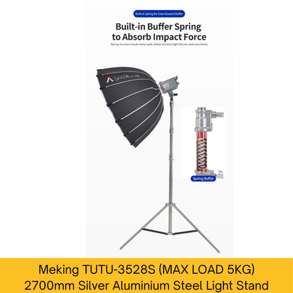 TUTU-3528S Silver Steel Light Stand, 2700mm, Max Load 5Kg