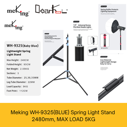 Meking WH-9325(BLUE) 2500mm Steel Light Stand, Max Load 5Kg