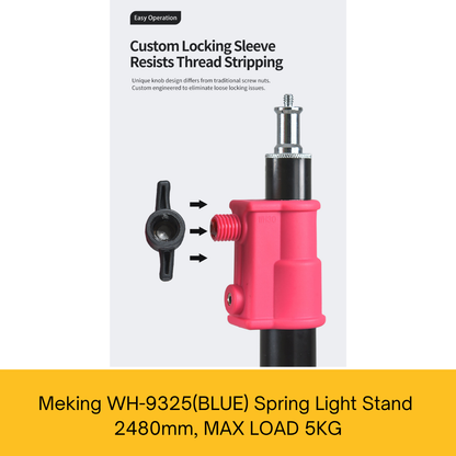 Meking WH-9325(BLUE) 2500mm Steel Light Stand, Max Load 5Kg