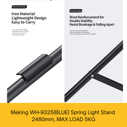Meking WH-9325(BLUE) 2500mm Steel Light Stand, Max Load 5Kg