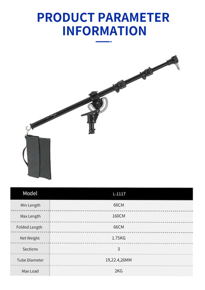 Meking L-1117 Boom Arm with Sand Bag, Max Load 2Kg (STAND NOT INCLUDED)